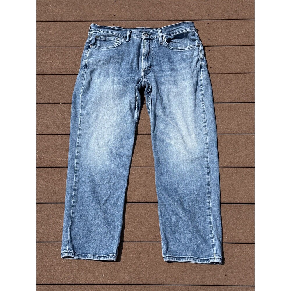 Levis 505 Stretch Jeans Mens Blue Denim Regular Fit Straight Leg Size 36x30